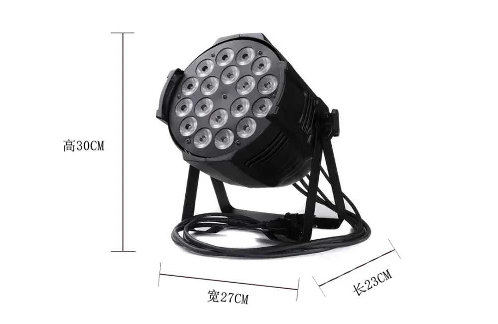 dimensions of 18pcs 4in1 led par light