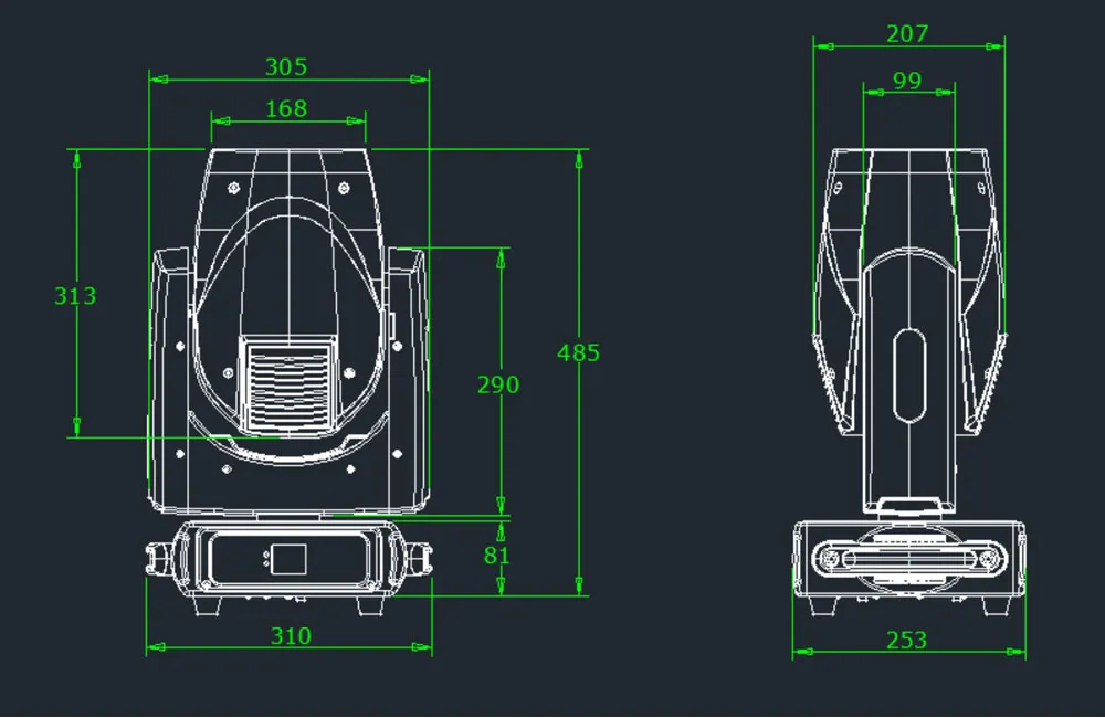dimensions of 295 hid beam light for sale