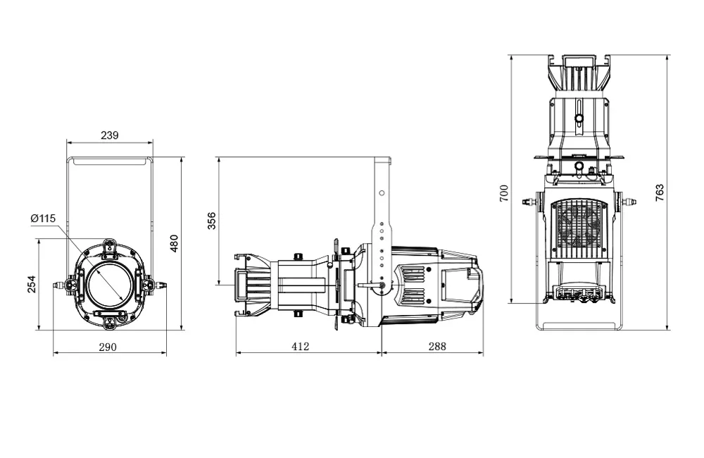 dimensions of 400w dual color imaging lamp