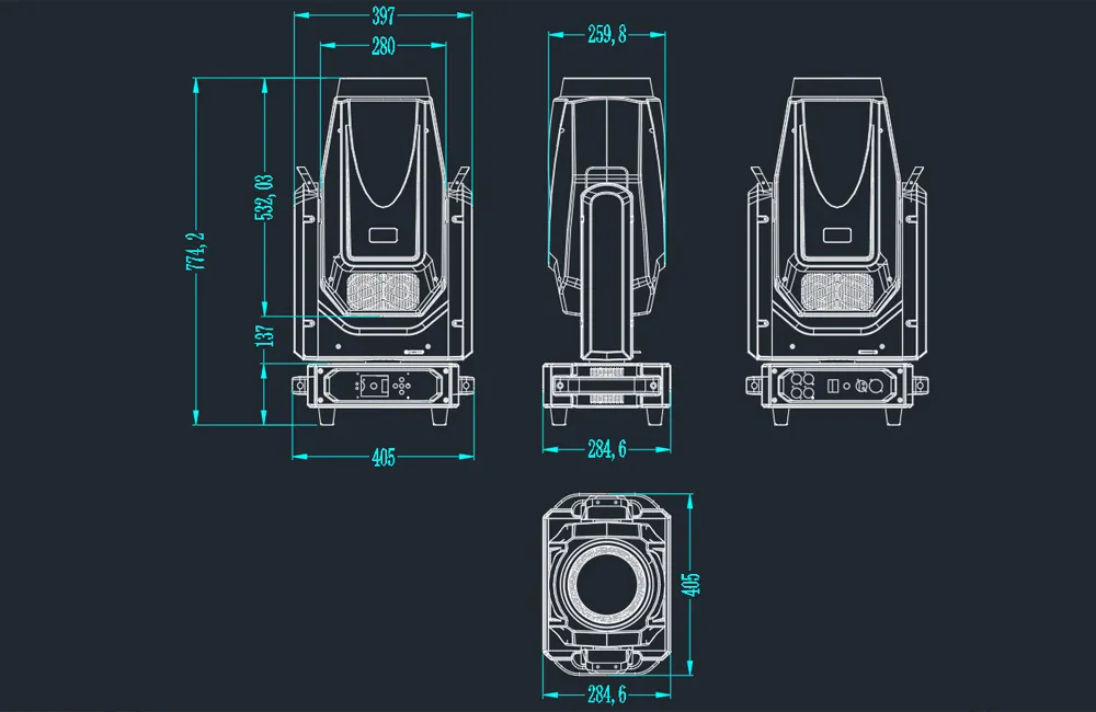 dimensions of 800w led bswf light