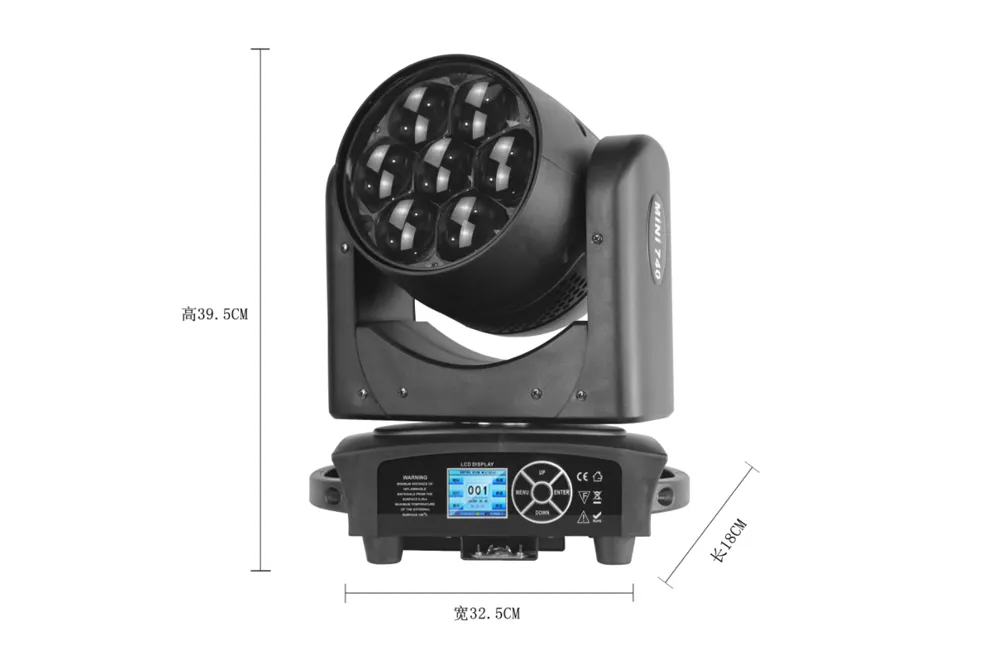 dimensions of mini740 led wash moving head light