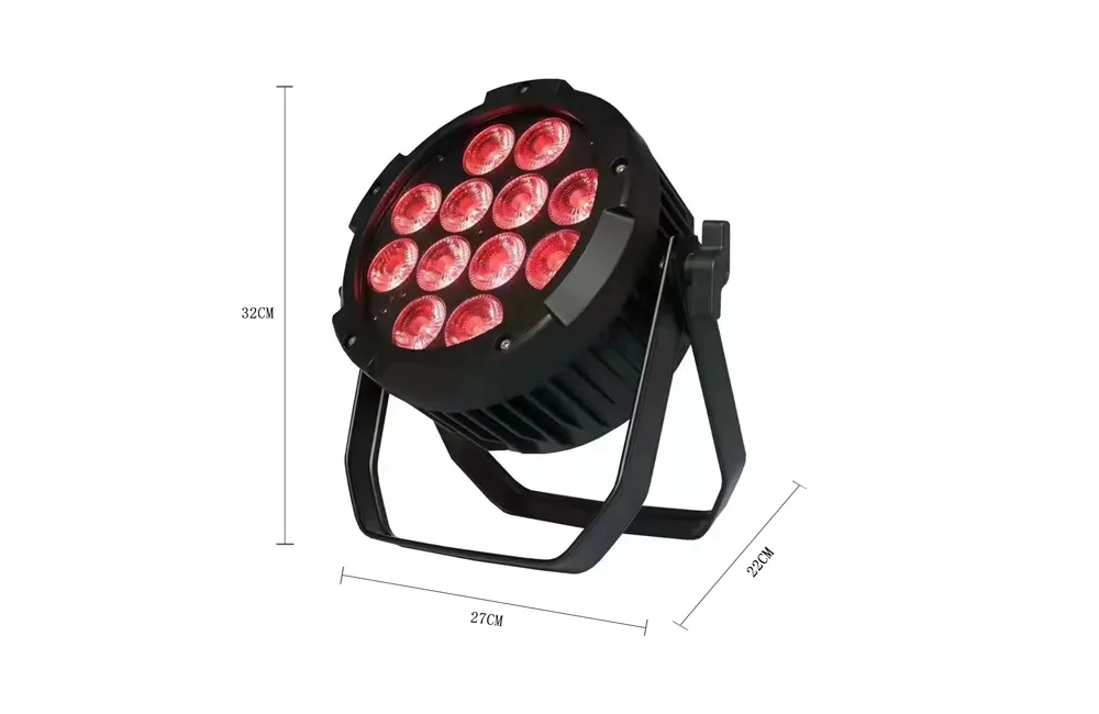 dimensions of 12pcs waterproof wireless battery par light