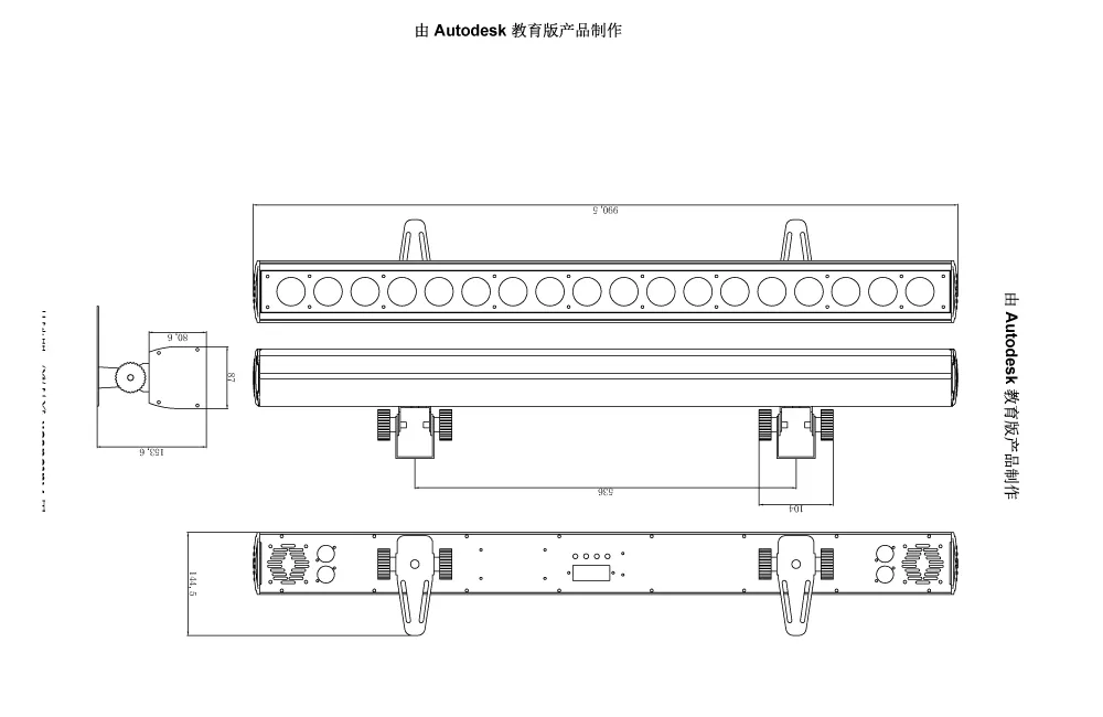 dimensions of 18pcs 10w 4in1 point controlled wall washer