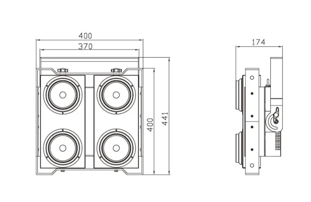 dimensions of 400w four eye audience light